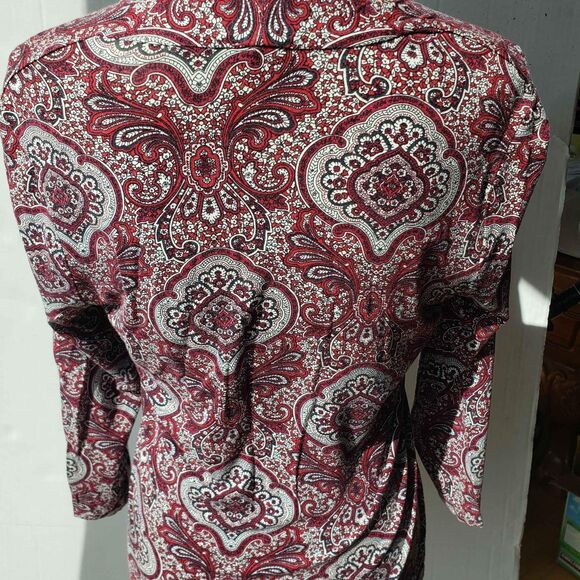 Talbots Woman Shirt Small 3/4 Slve Pull Over Top V-Neck Cranberry Rayon Spandex - Picture 4 of 7